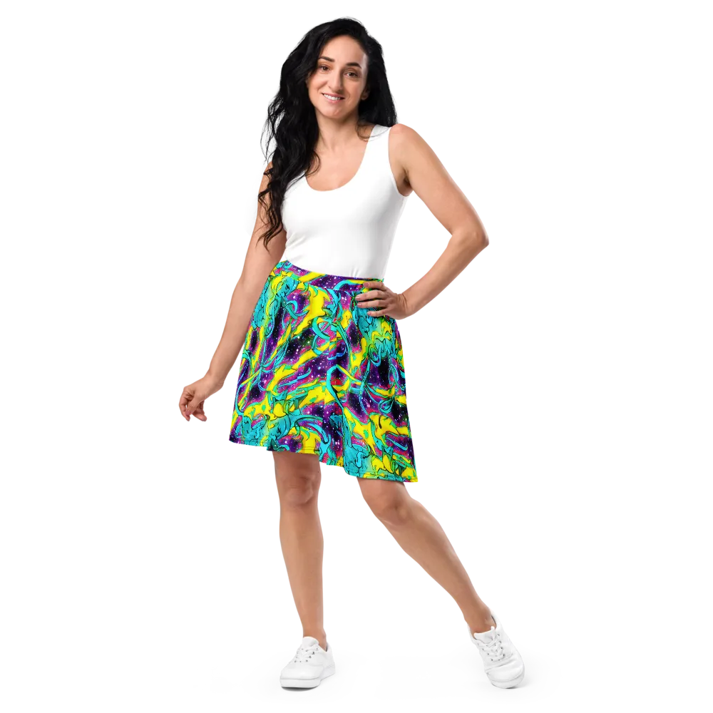 Galaxy Bloom on Skater Skirt — Front