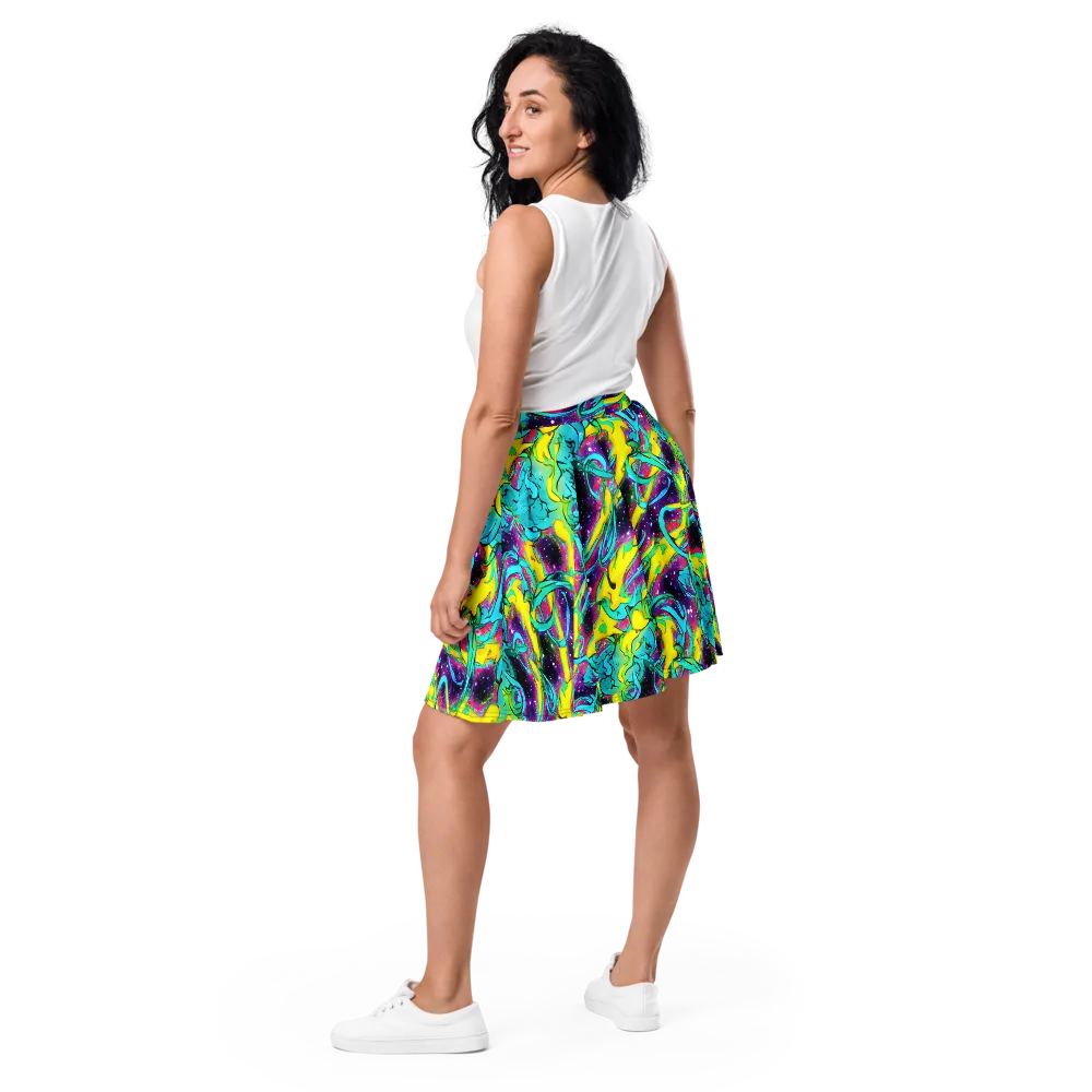 Galaxy Bloom on Skater Skirt — Back