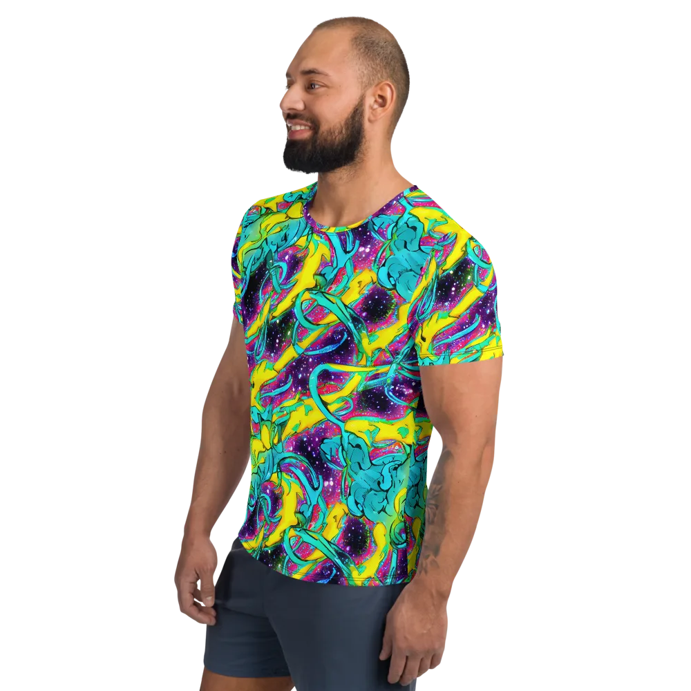 Galaxy Bloom on Men's Athletic T-Shirt — Left