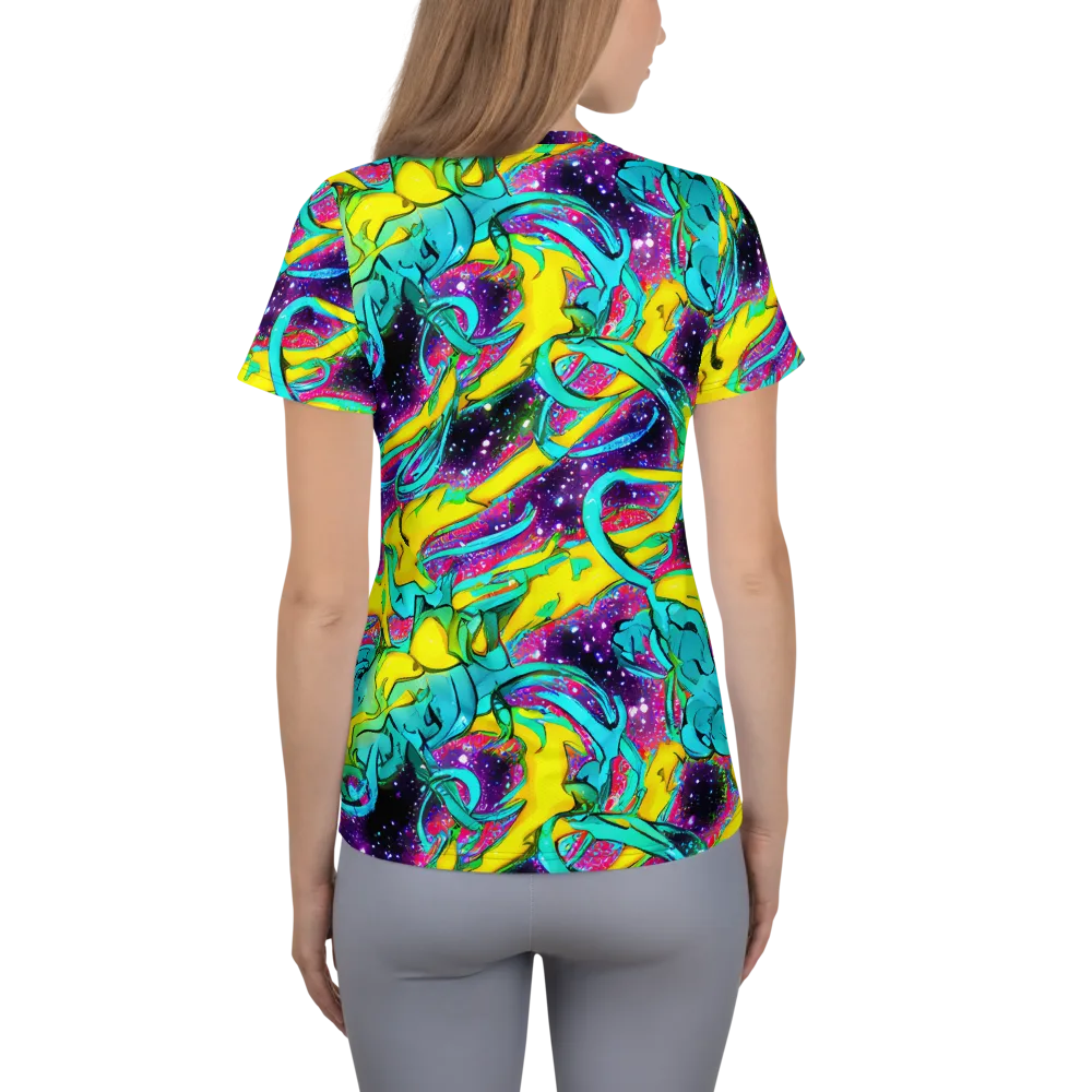 Galaxy Bloom on Women's Athletic T-Shirt — Back