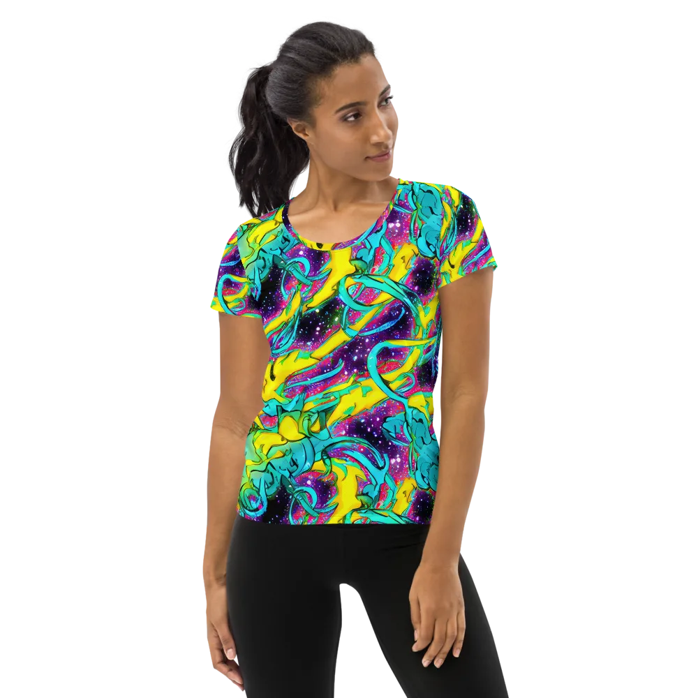 Galaxy Bloom on Women's Athletic T-Shirt — Front