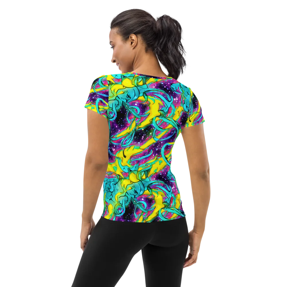 Galaxy Bloom on Women's Athletic T-Shirt — Back