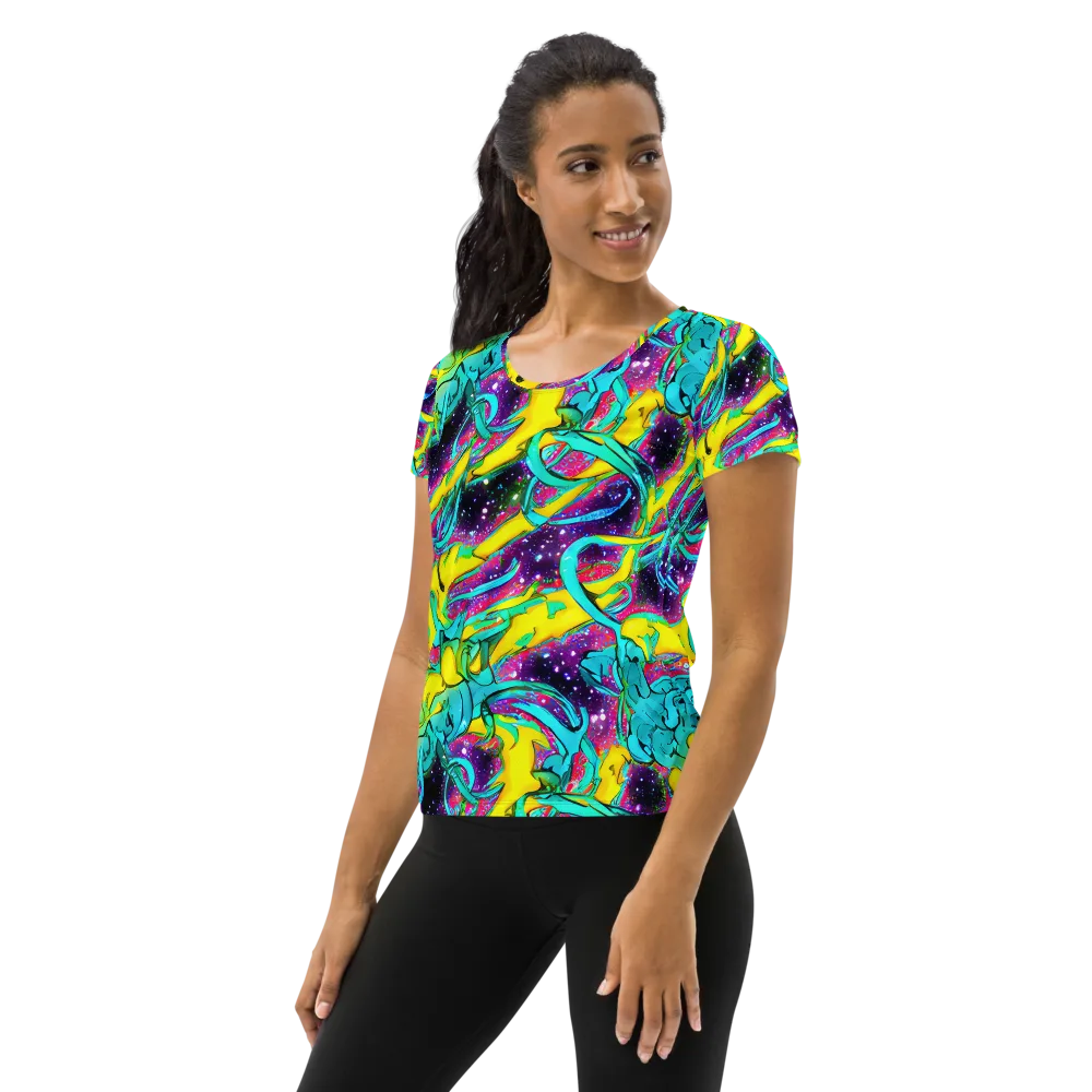 Galaxy Bloom on Women's Athletic T-Shirt — Left