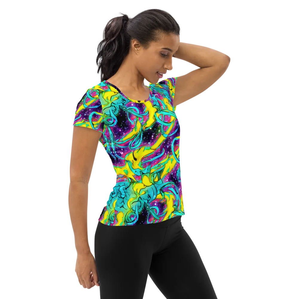 Galaxy Bloom on Women's Athletic T-Shirt — Right