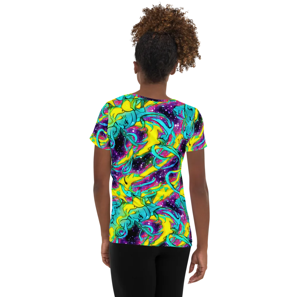 Galaxy Bloom on Women's Athletic T-Shirt — Back