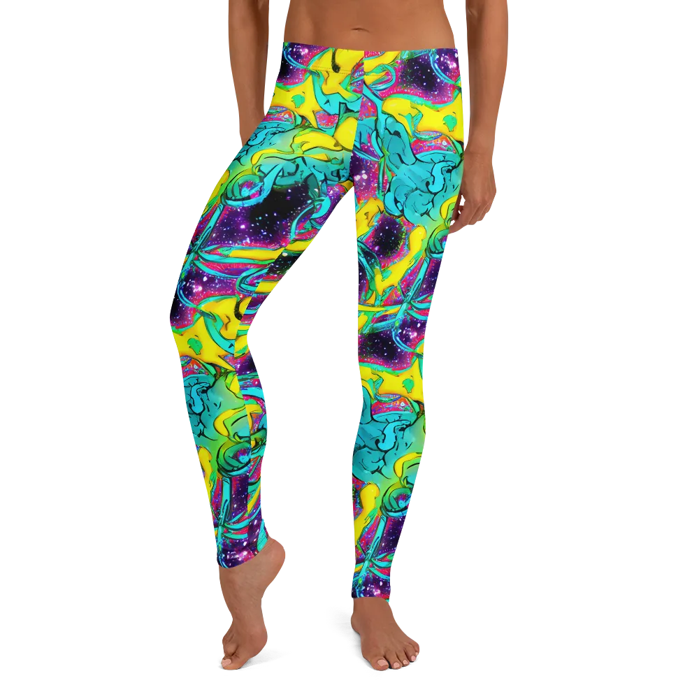 Galaxy Bloom on Leggings — Front