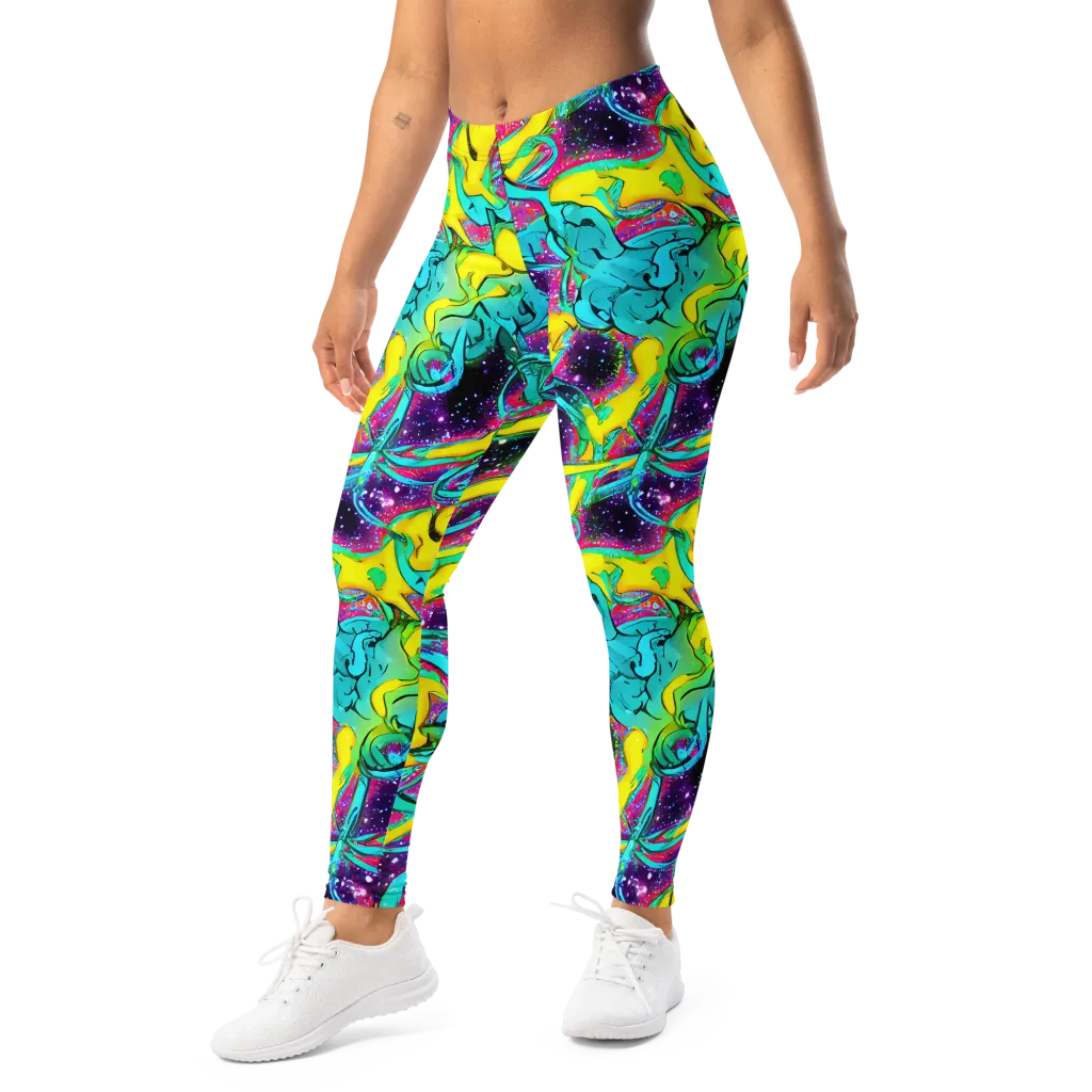 Galaxy Bloom on Leggings — Left Front