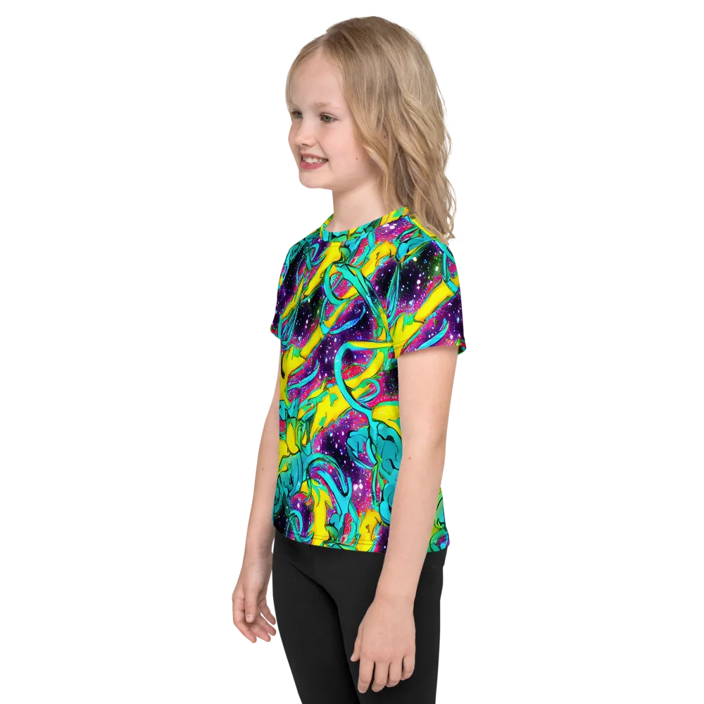 Galaxy Bloom on Kids Crew Neck T-Shirt — Left