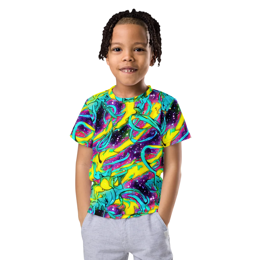 Galaxy Bloom on Kids Crew Neck T-Shirt — Front