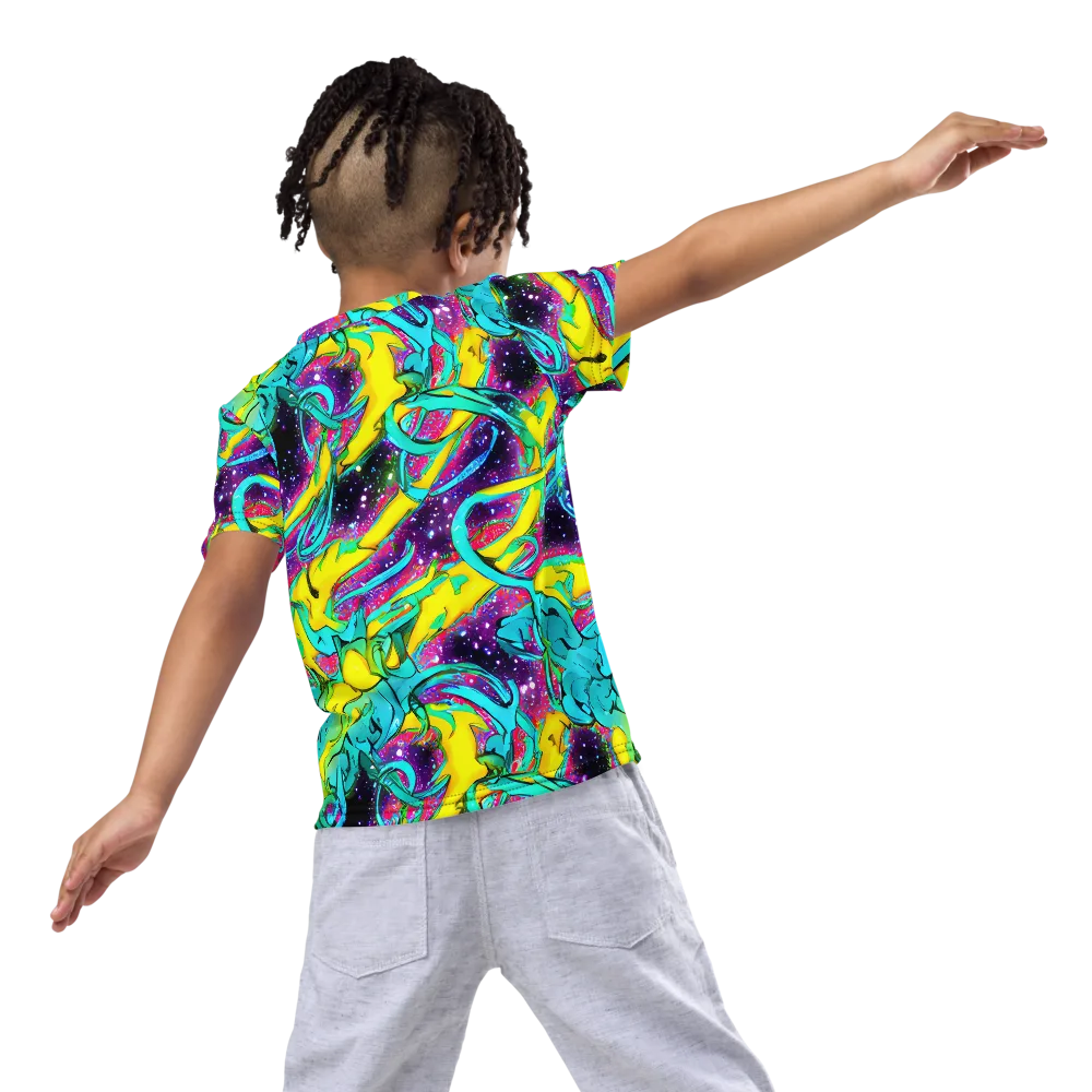 Galaxy Bloom on Kids Crew Neck T-Shirt — Back