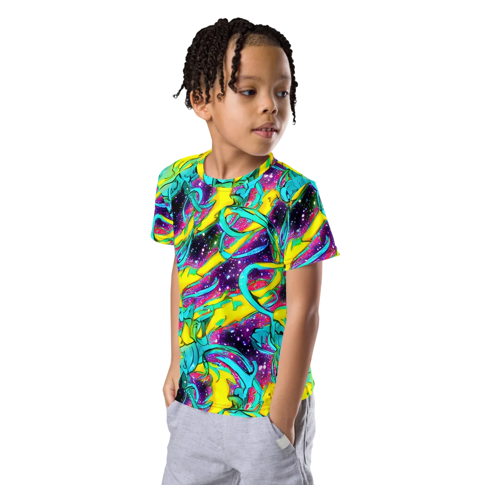 Galaxy Bloom on Kids Crew Neck T-Shirt — Left Front