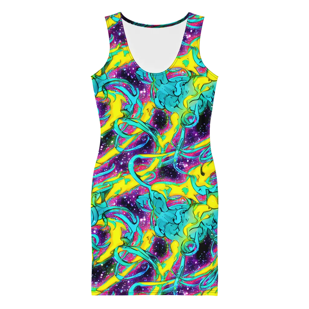 Galaxy Bloom on Bodycon Dress — Front