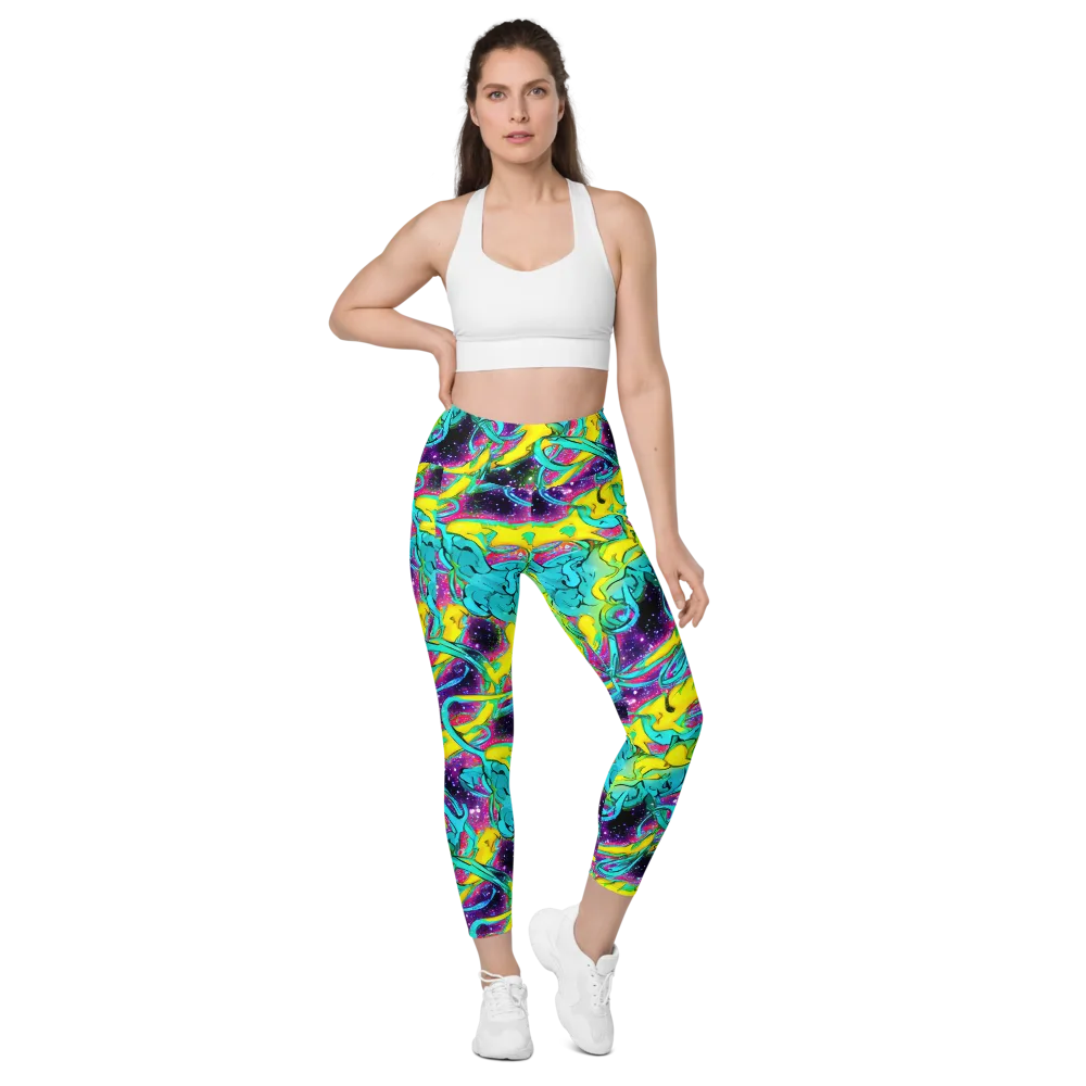 Galaxy Bloom on Leggings with Pockets — Front