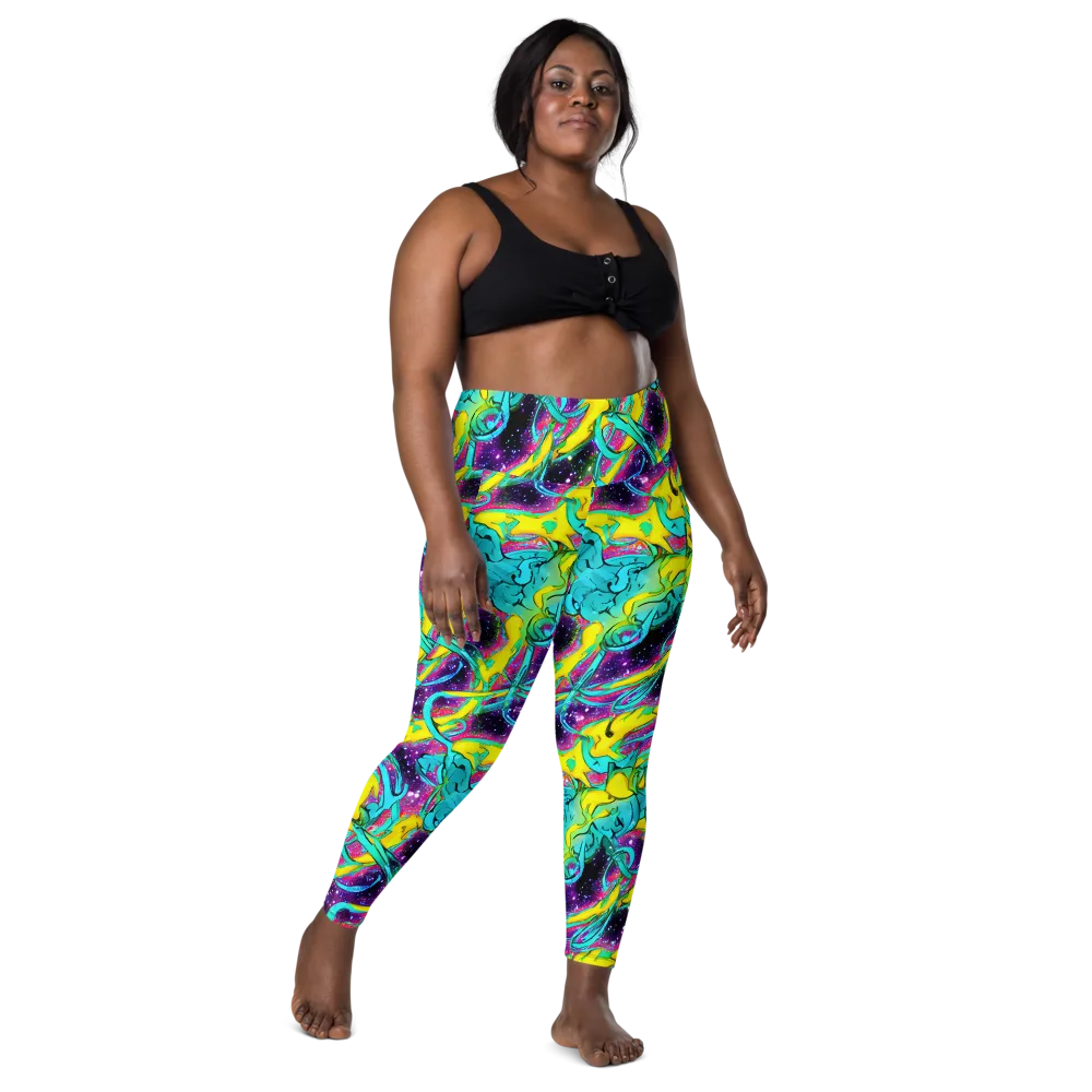 Galaxy Bloom on Leggings with Pockets — Front
