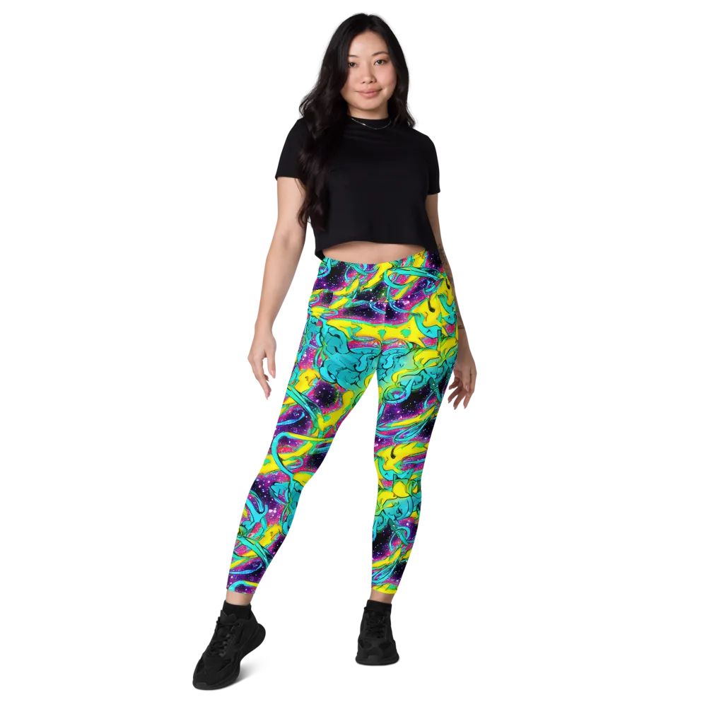 Galaxy Bloom on Leggings with Pockets — Front