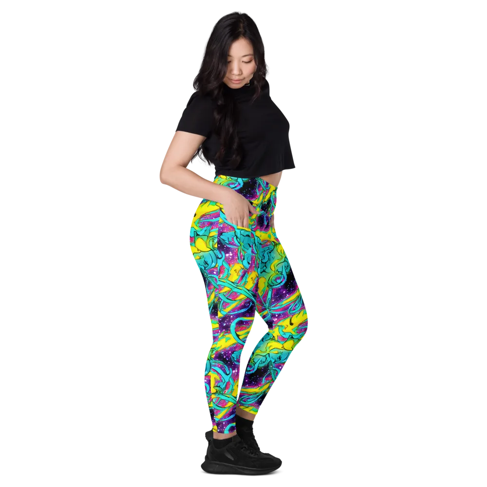 Galaxy Bloom on Leggings with Pockets — Right