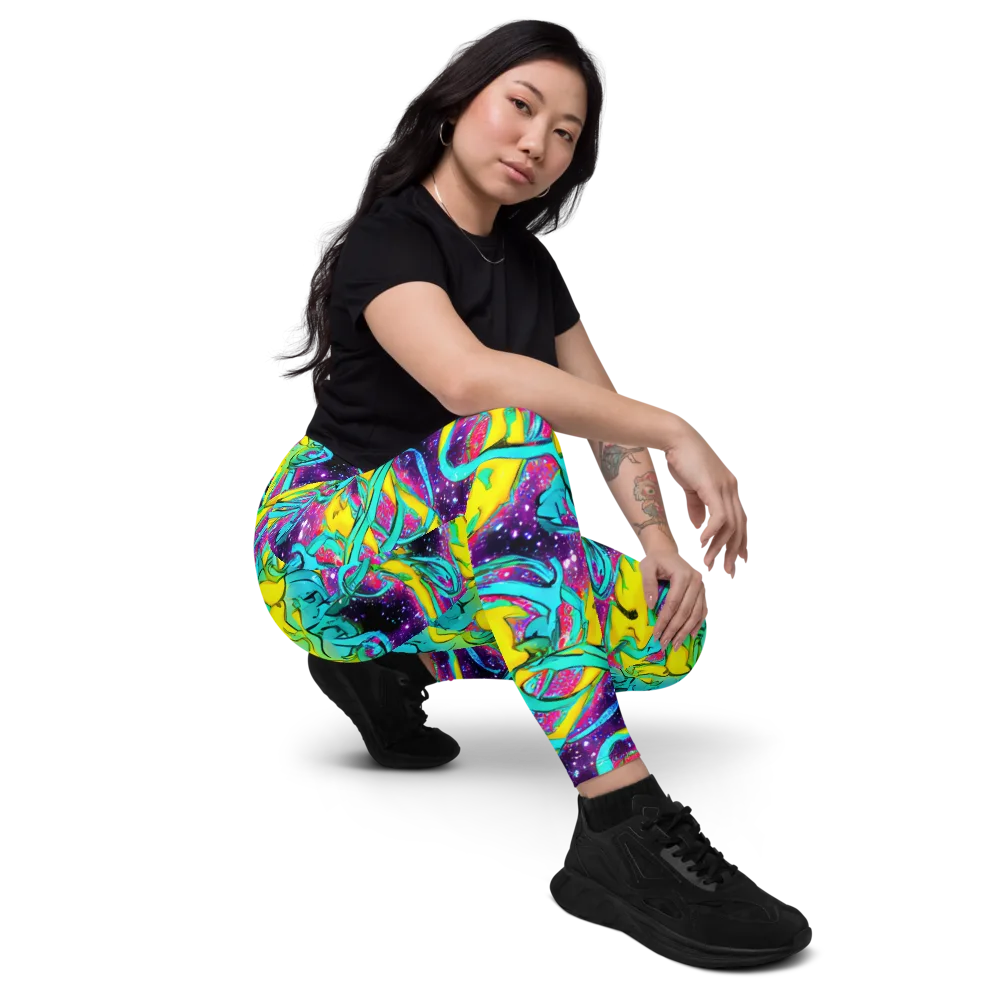 Galaxy Bloom on Leggings with Pockets — Right Front