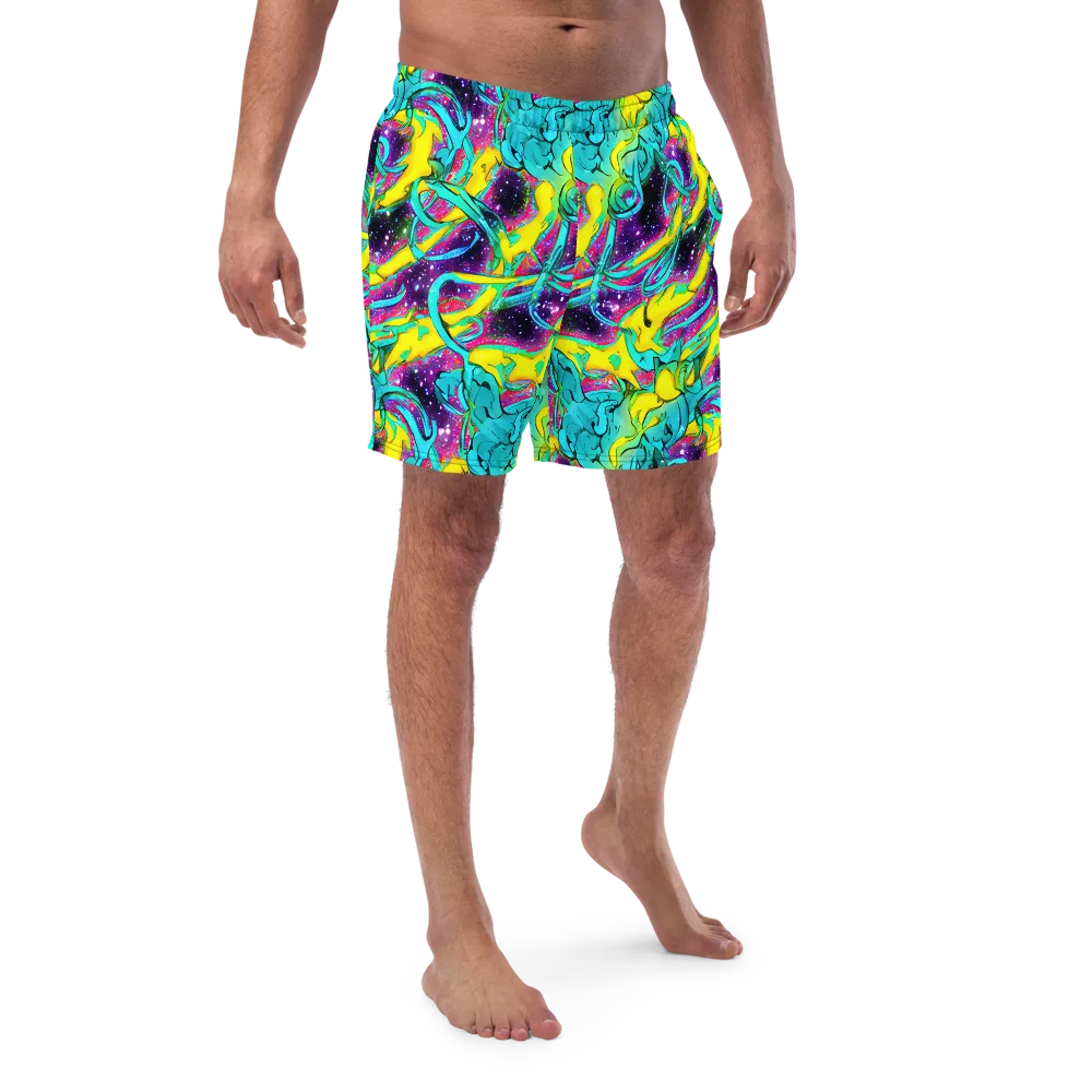 Galaxy Bloom on Swim Trunks — Front