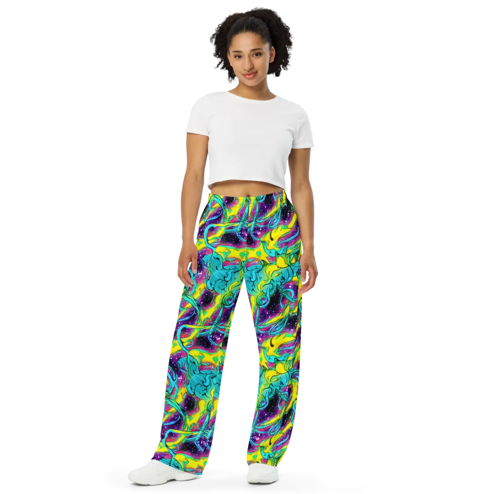 Galaxy Bloom on Wide-Leg Pants — Front