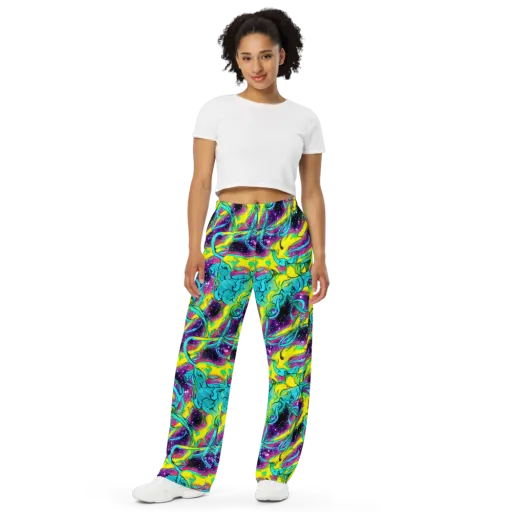Galaxy Bloom on a Wide-Leg Pants