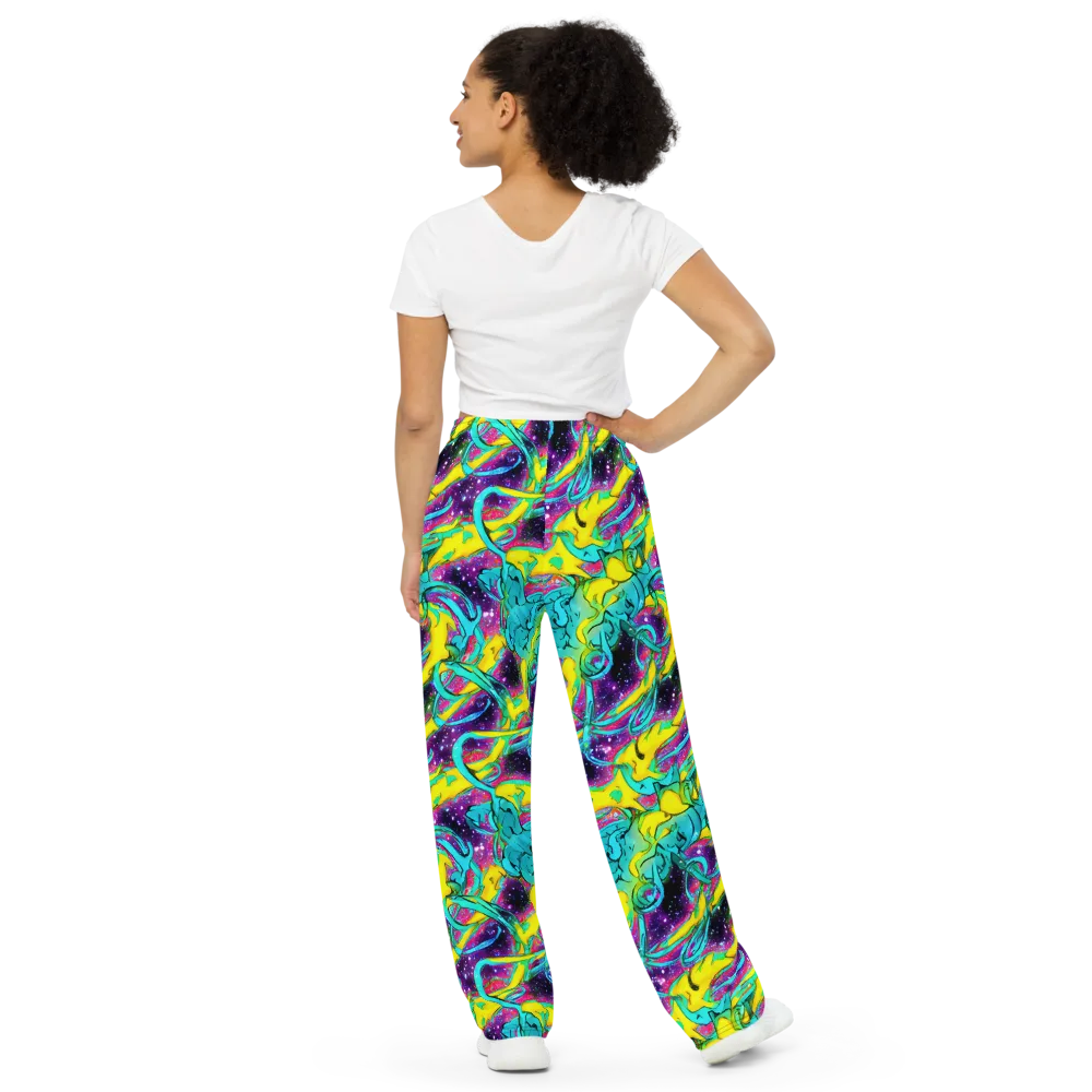 Galaxy Bloom on Wide-Leg Pants — Back