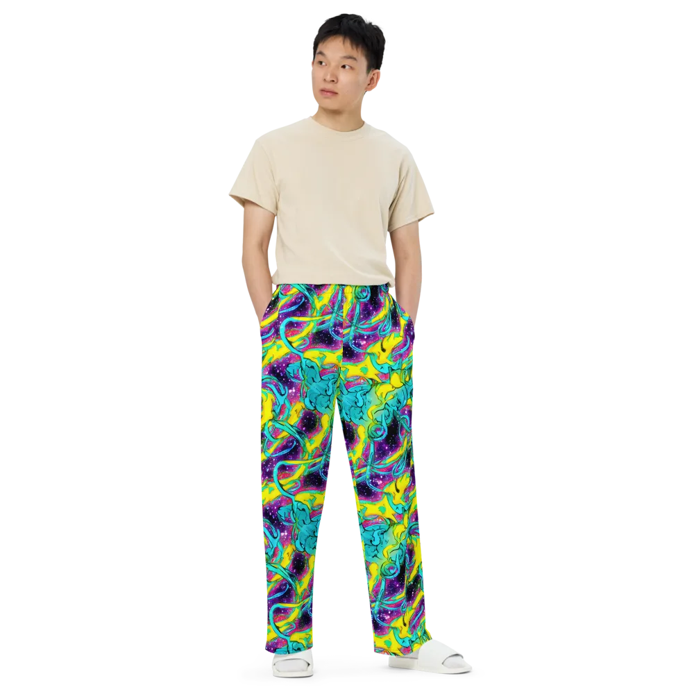 Galaxy Bloom on Wide-Leg Pants — Front