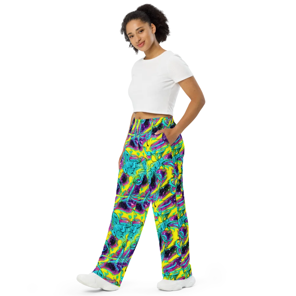Galaxy Bloom on Wide-Leg Pants — Left Front