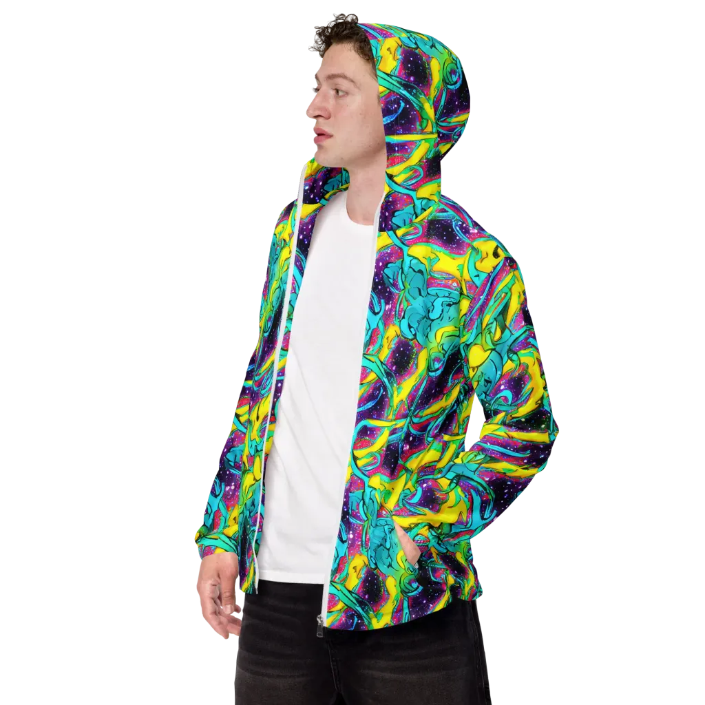 Galaxy Bloom on Men's Windbreaker — Left Front
