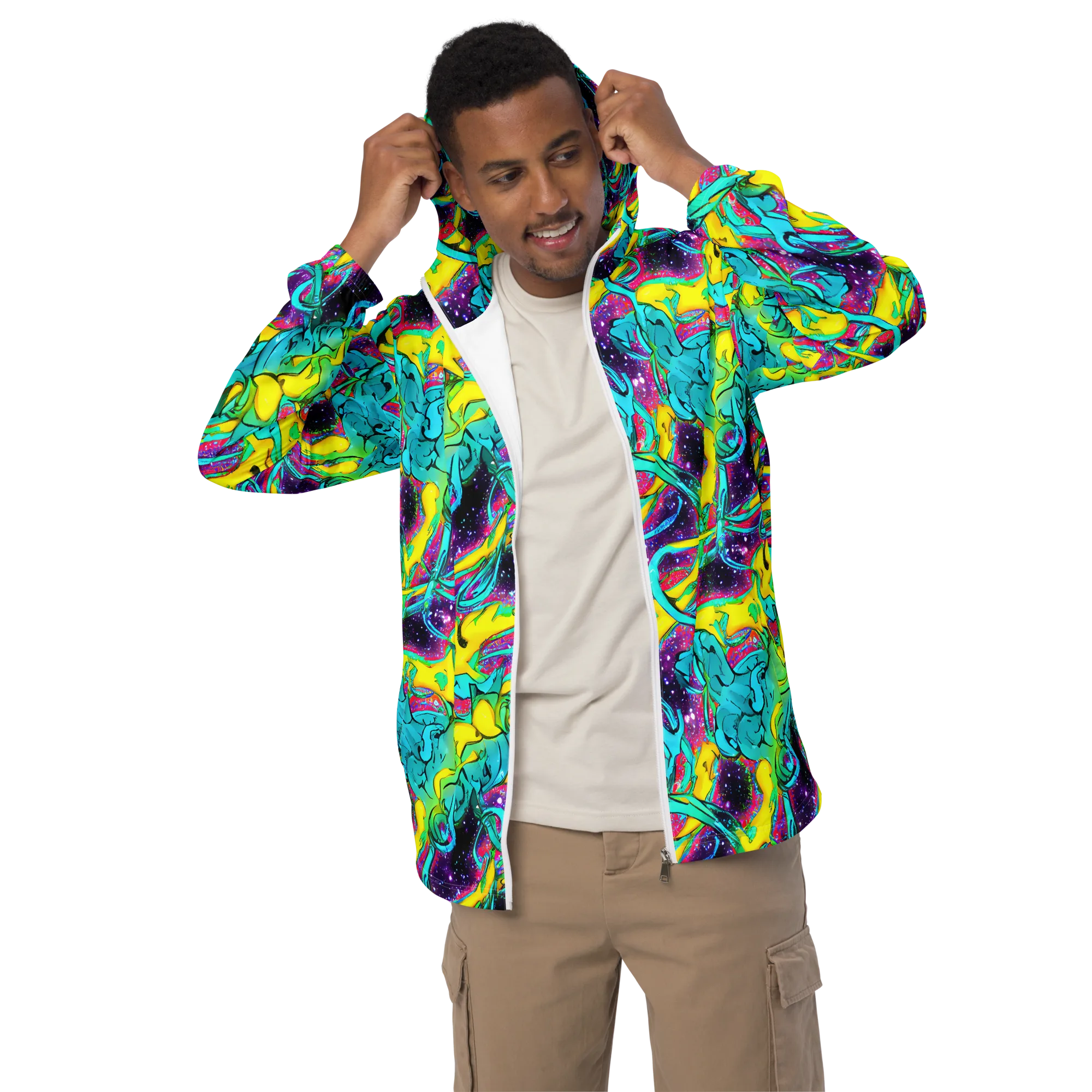 Galaxy Bloom on Men's Windbreaker — Front