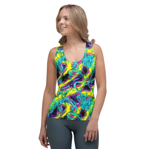 Galaxy Bloom on a Women's Tank Top