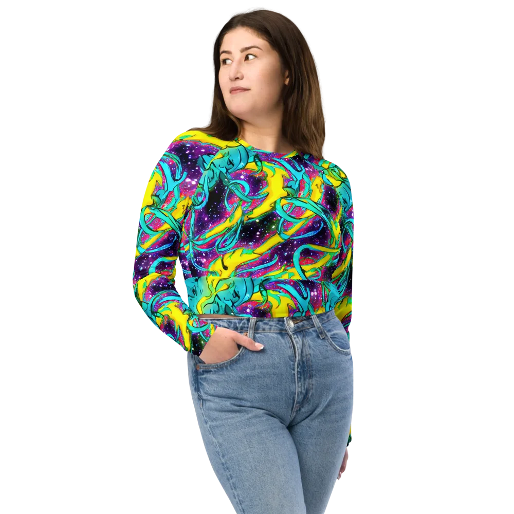 Galaxy Bloom on Long Sleeve Crop Top — Front