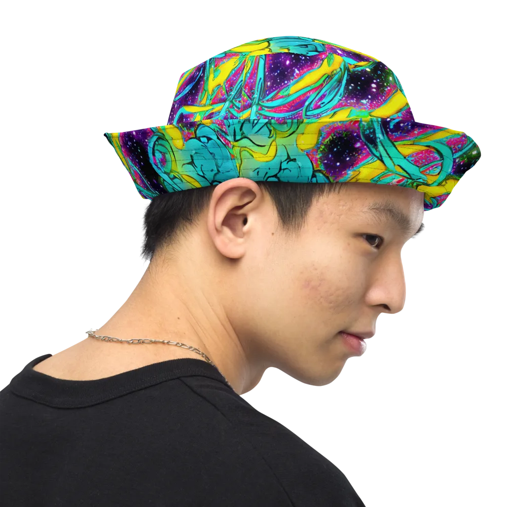 Galaxy Bloom on Reversible Bucket Hat — Right Outside