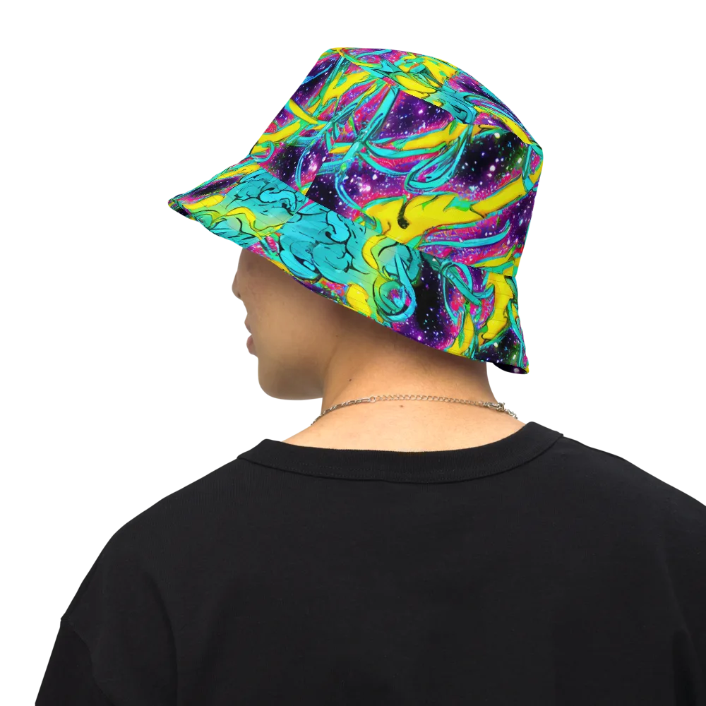 Galaxy Bloom on Reversible Bucket Hat — Back Inside