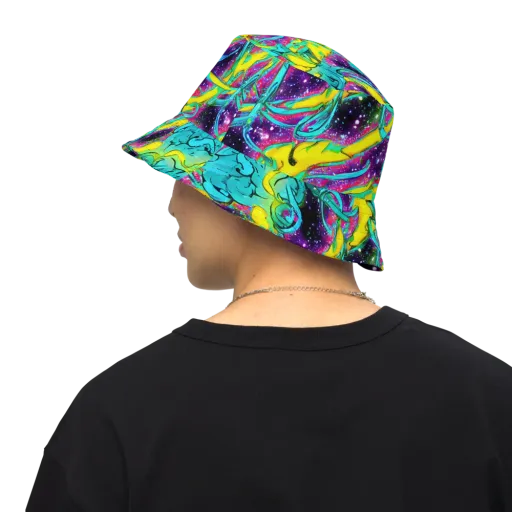 Galaxy Bloom on a Reversible Bucket Hat