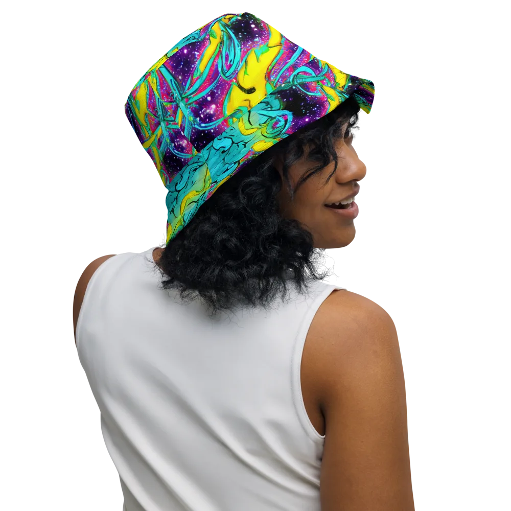 Galaxy Bloom on Reversible Bucket Hat — Right Outside