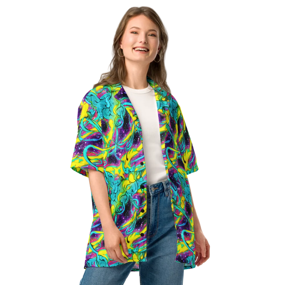Galaxy Bloom on Button Shirt — Front