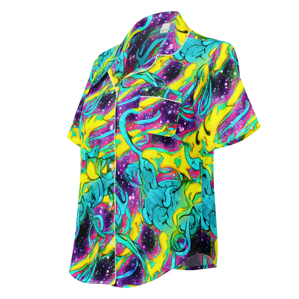 Galaxy Bloom on Women's Short Sleeve Pajama Top — Left Front