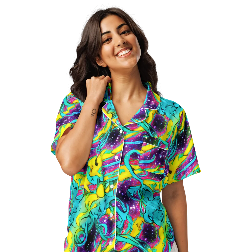 Galaxy Bloom on Women's Short Sleeve Pajama Top — Front