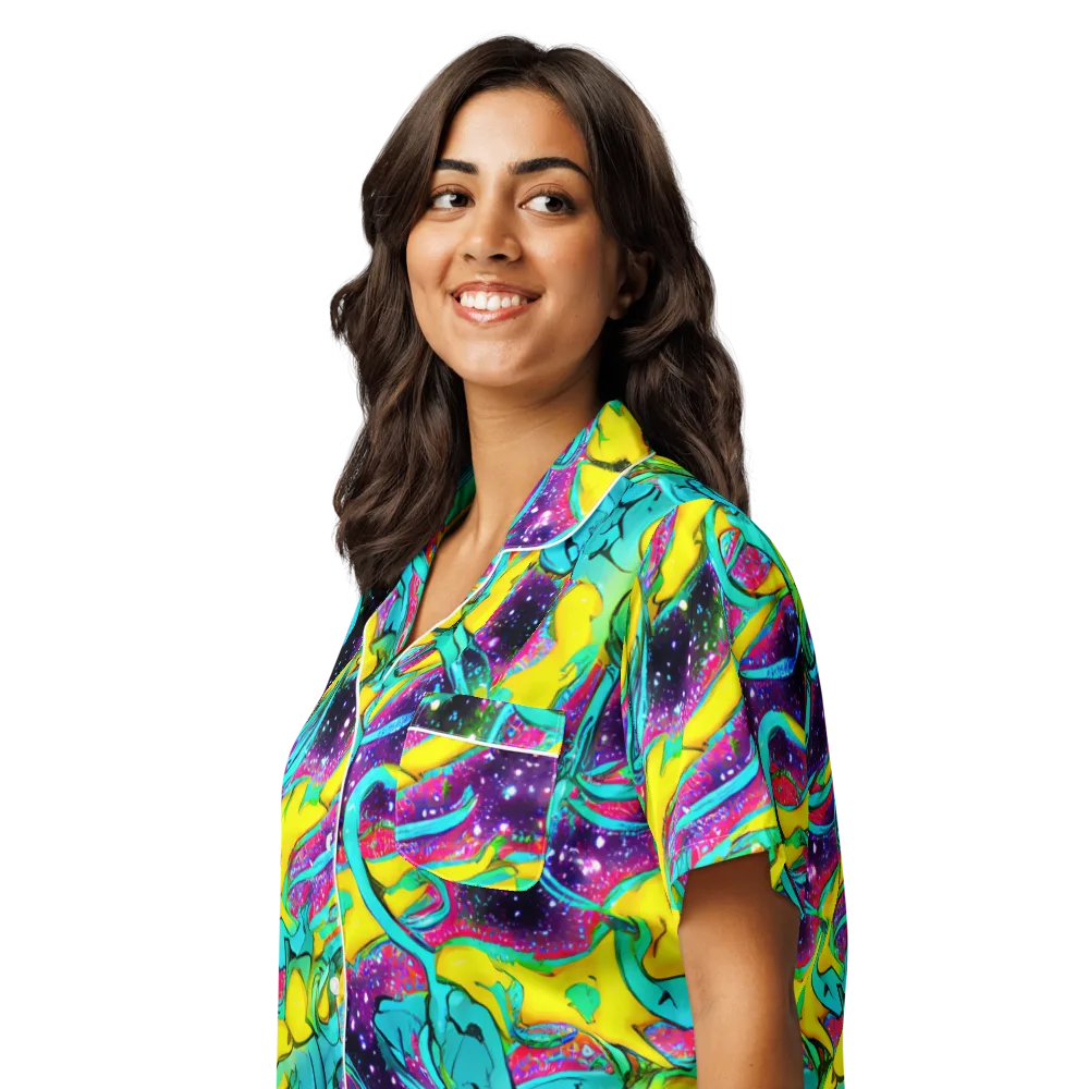 Galaxy Bloom on Women's Short Sleeve Pajama Top — Left Front