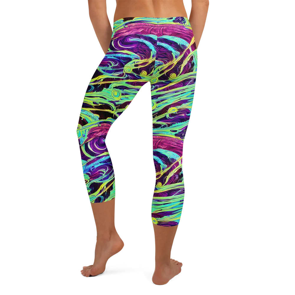 Biomorphic Beat on Capri Leggings — Back