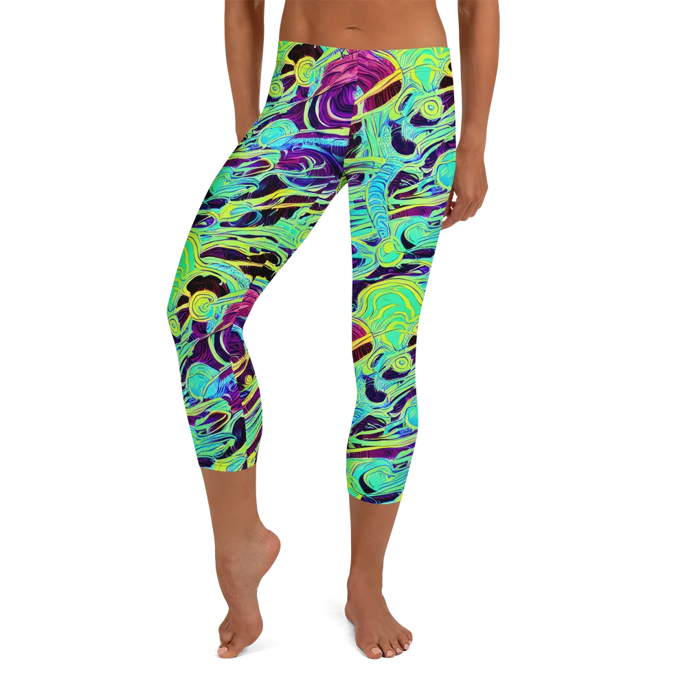 Biomorphic Beat on Capri Leggings — Front