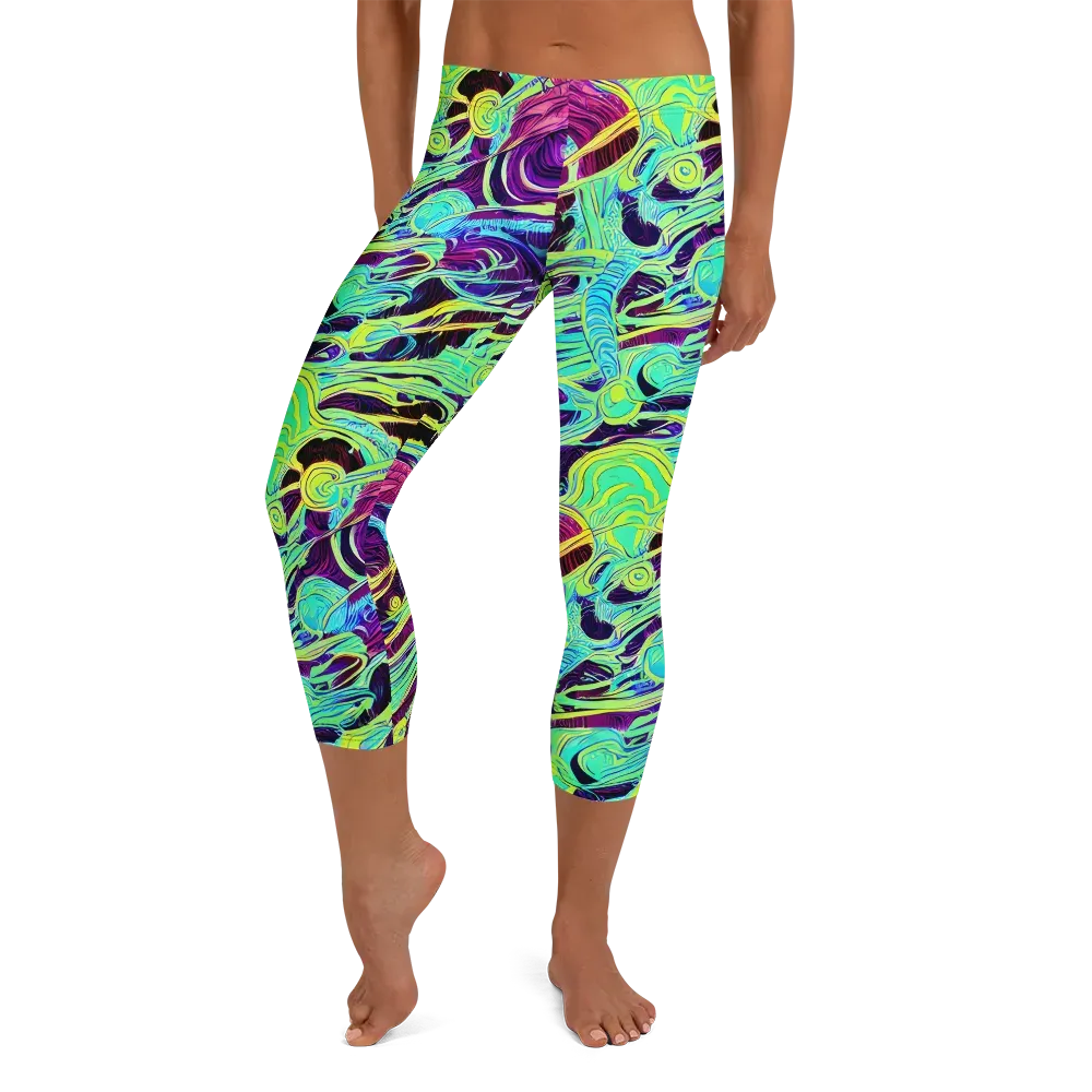 Biomorphic Beat on Capri Leggings — Front