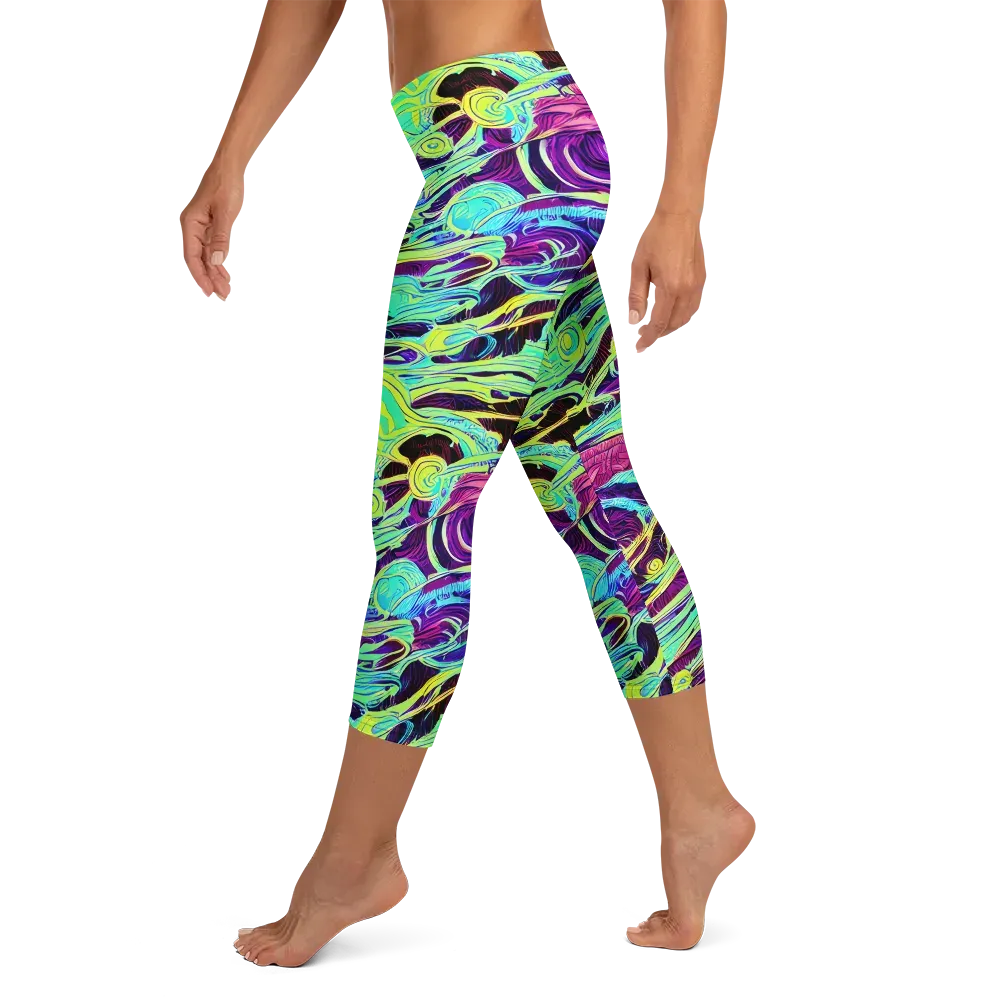 Biomorphic Beat on Capri Leggings — Left