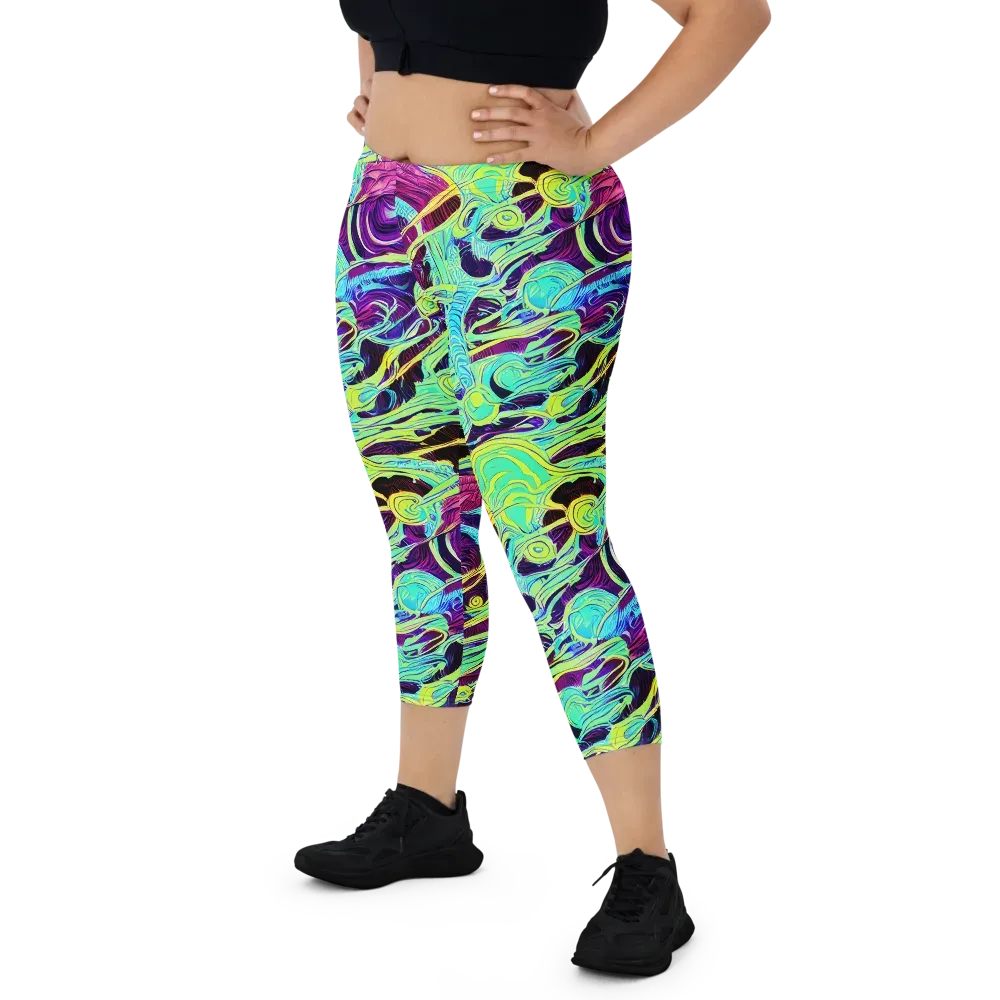 Biomorphic Beat on Capri Leggings — Front
