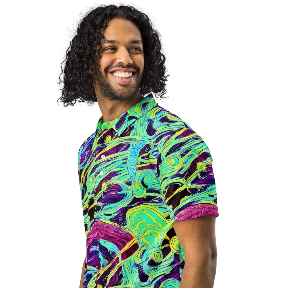 Biomorphic Beat on Men's Slim Fit Polo Shirt — Left Front