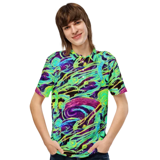 Biomorphic Beat on a Men's Slim Fit Polo Shirt