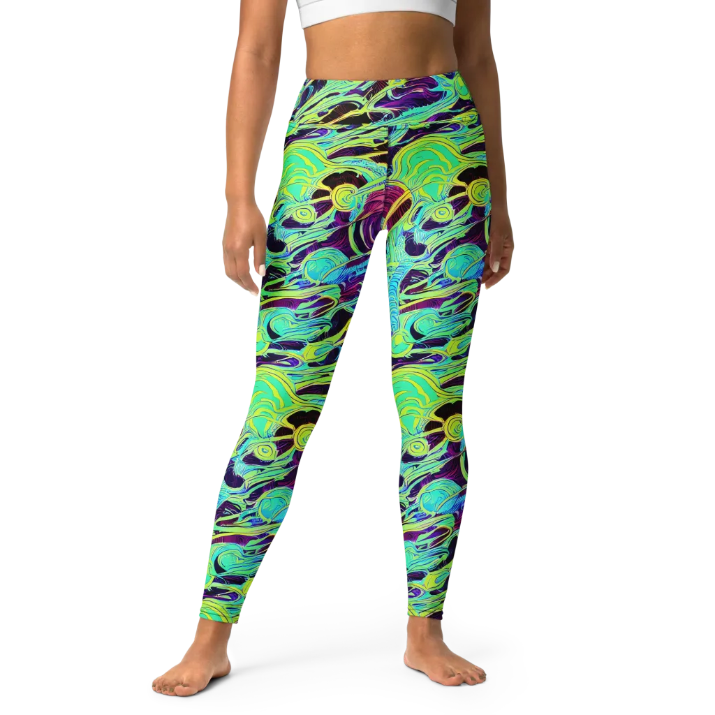 Biomorphic Beat on Yoga Leggings — Front