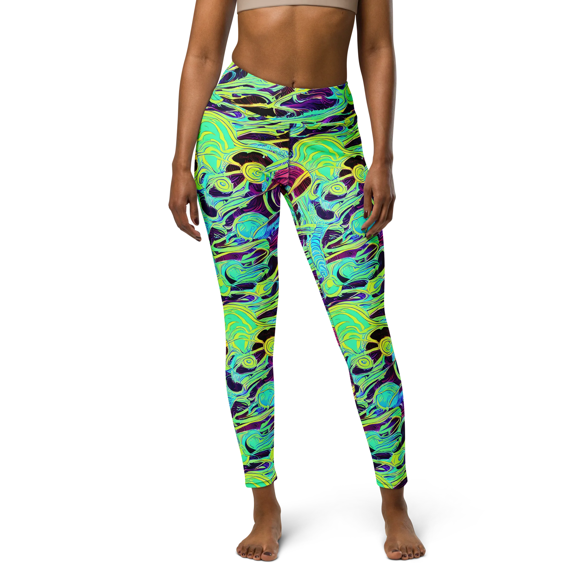 Biomorphic Beat on Yoga Leggings — Front