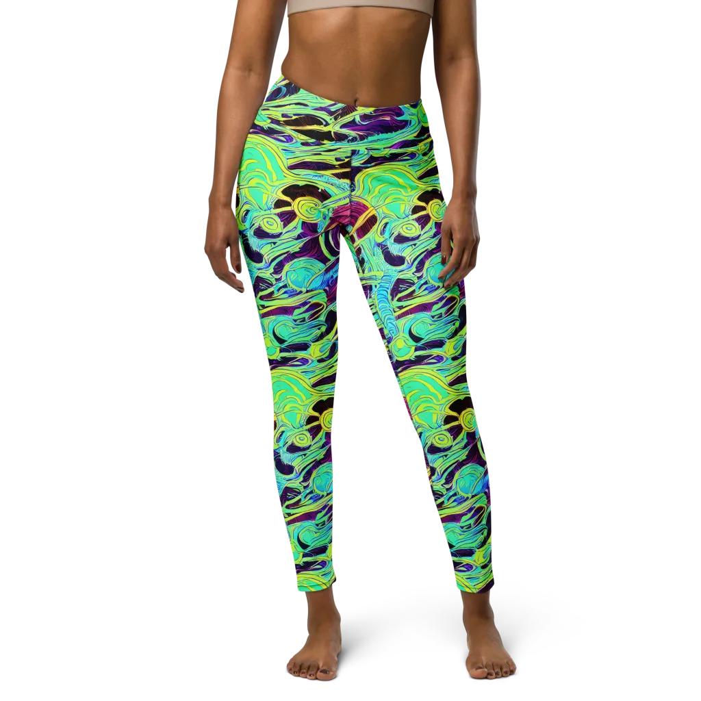 Biomorphic Beat on Yoga Leggings — Front