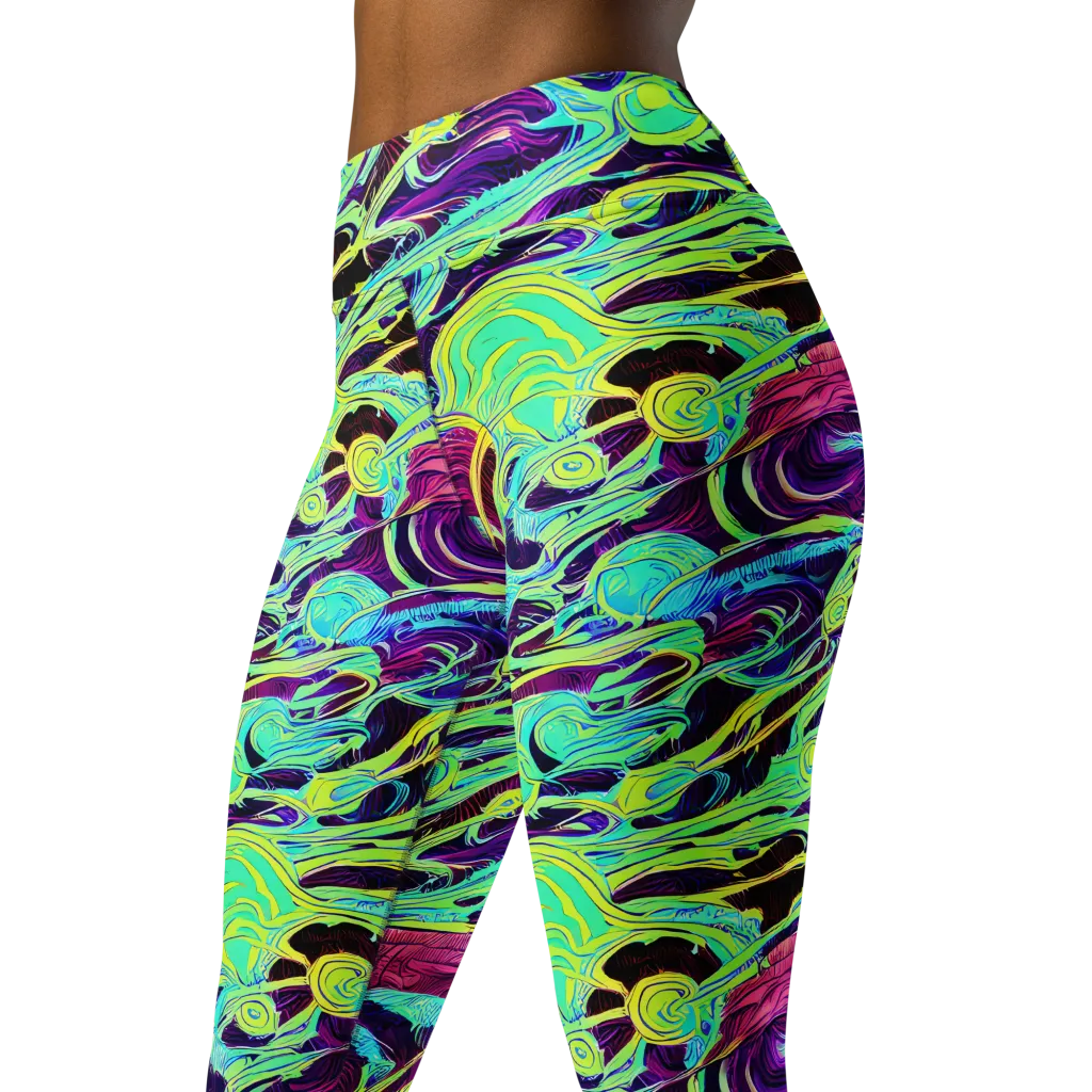 Biomorphic Beat on Yoga Leggings — Left Front